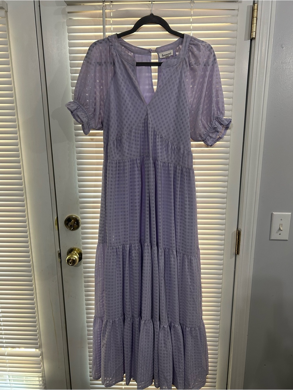&merci Lavender ruffled Midi Dress